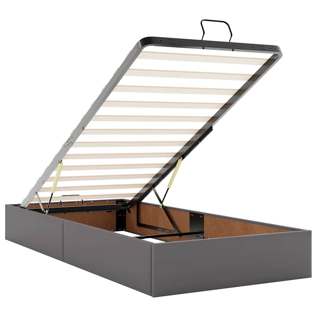 Ottoman Bed with Mattress Gray 180x200 cm Faux Leather