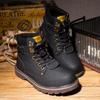 Мужские высокие рабочие ботинки, зимние, кожаные, с флисовой подкладкой, водонепроницаемые, универсальные, для пар, мужские ботинки в британском стиле