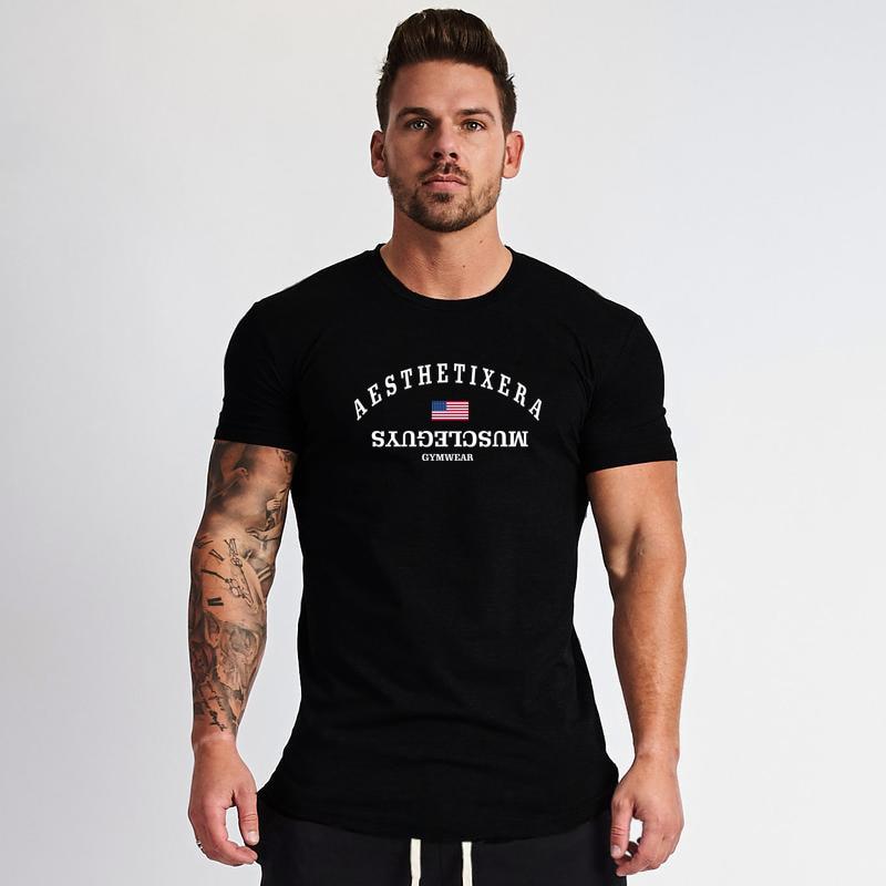 Do The Work Muscleguys, новая брендовая обтягивающая мужская футболка для бодибилдинга, фитнеса, спортзала, летняя тонкая футболка из чистого хлопка с круглым вырезом и принтом