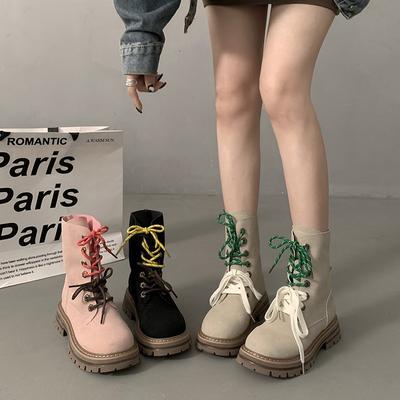 Ретро британский стиль толстый каблук толстая подошва ботинки Мартин женские 2025 новый летний универсальный тонкий увеличивающий рост короткие ботинки