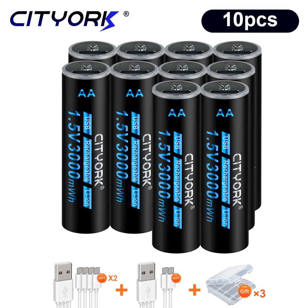 Литий-ионная батарея AA 1,5 В, 3000 мВтч, USB Литиевая аккумуляторная батарея AA, литий-полимерная батарея AA с USB-кабелем для мыши с дистанционным управлением