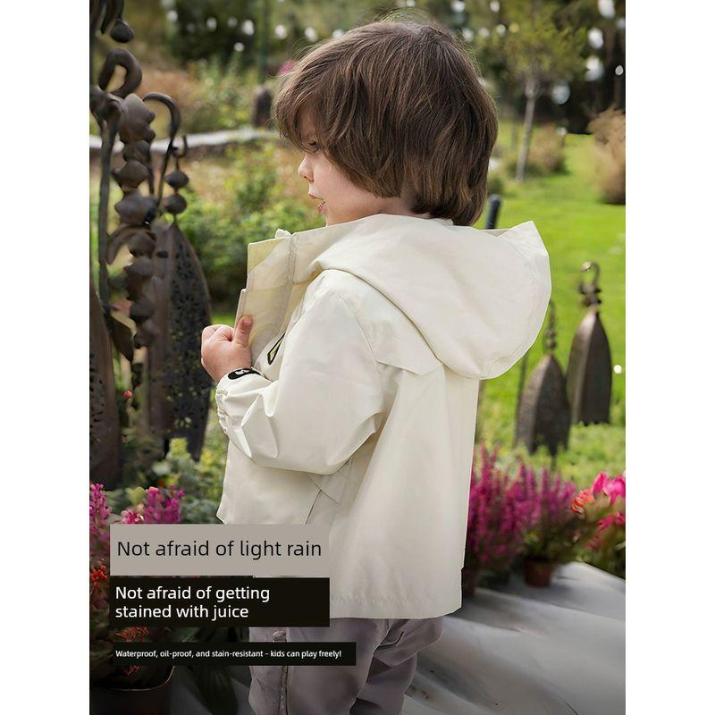 David Bella Kidsren's Waterproof and Breathable Jacket 2026 Spring New Style Boys' Workwear Outdoor Hoodie