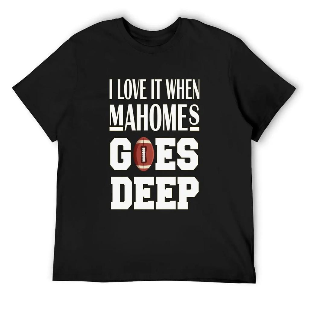 funny Fantasy football mahomes shirt, i love it when mahomes goes deep, naughty American football fan girl ,funny Patric T-Shirt