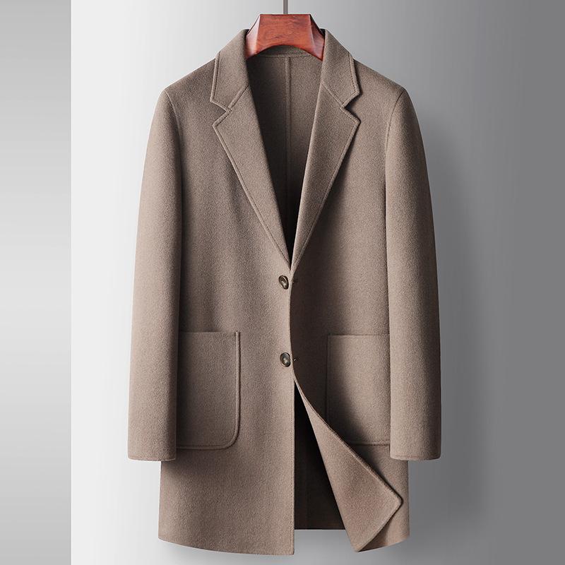 Осенне-зимний двусторонний тренчкот ручной работы для среднего и молодого возраста, деловой, досуговый, теплая шерстяная куртка Nizi