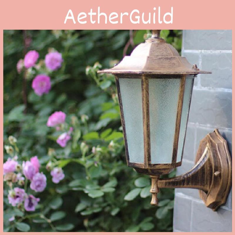 Ретро уличный шестигранный настенный светильник с медной отделкой и водонепроницаемой светодиодной технологией