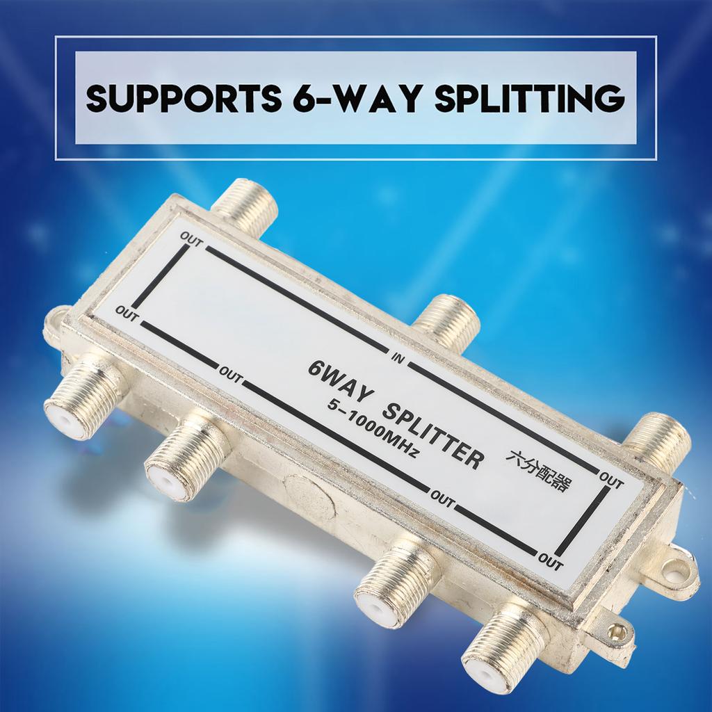 6 Way Coax Cable Splitter 5-1000MHz CATV TV Antenna Coaxial Signal Split