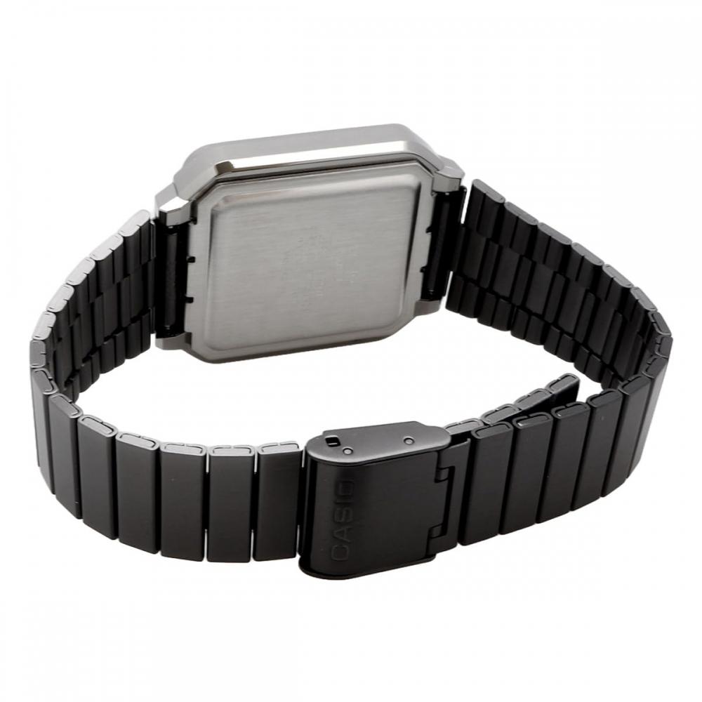 Casio Часы CASIO Digital Watch Vintage Series A120WEGG-1B Unisex с металлическим ремешком, темно-серый металлик, модель Overseas