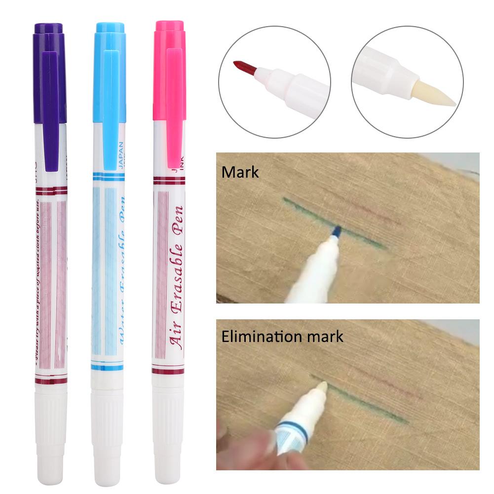 3Pcs Water Erasable Pen Double Head DIY Cloth Sewing Accessories Red/Blue/Purple