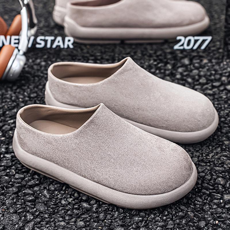 Men's Buck Ken Slip-On Half Slippers Big Head Mules Rubber Bottom Adult Commute Clogs Easy Wear Comfortable Lazy Shoes