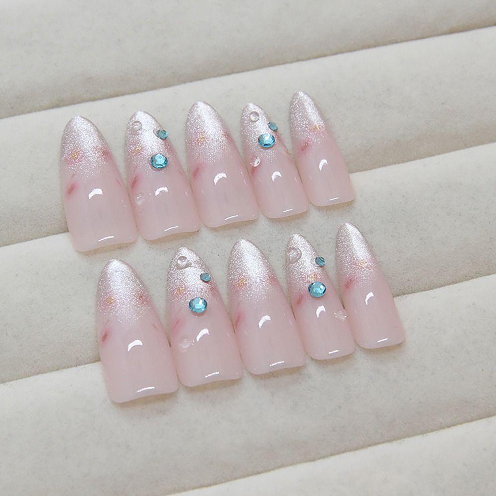 24/30PCS Ink Painting Fake Nail Spice Glitter Nail Tips Fashion Press on Nails  for Women Girl