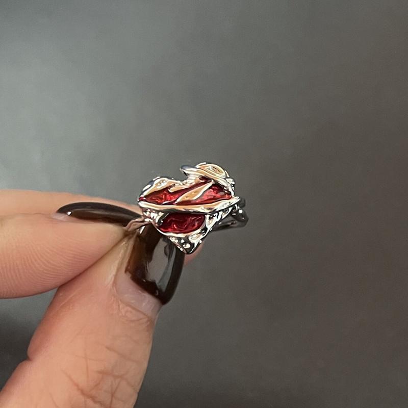 Y2K Кольца с кристаллами Kpop Сердце Регулируемое кольцо Неправильная геометрия Панк Винтажные кольца Набор для женщин и девочек Новые модные украшения