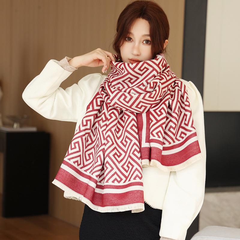 Winter New 2023 Cashmere Fashion Warm Scarf, Student Couple Air Conditioned Shawl