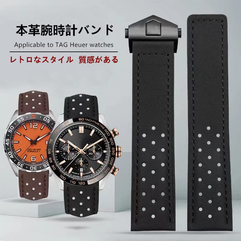 Watch Strap TAG HEUER Belt Watch Band Leather Original D Buckle TAG HEUER Aquaracer Series TAG HEUER Carrera Monaco Series Compatible Replacement Belt