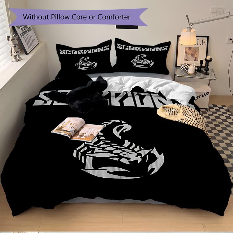 3pcs Scorpions Band Logo Cover Set, 1 Cover + 2 Pillowcases (No Insert), Bedding for All Seasons, Bedding,Bedroom Decor yy250922005