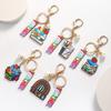 Geometric Shape Text Keychain Pendant English Letter Pen Holder Key Ring  Graduation Season