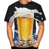 Attractive Beer 3D Print Summer Men's Round Neck T-shirt Casual Short Sleeve Oversized T Shirts Fashion Tee Tops Men Clothing
