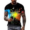 Яркие Граффити Графические Футболки Летняя Мода Короткий Рукав 3D Печать Чернильные Брызги Футболки