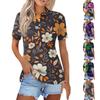 Женская модная повседневная рубашка с отворотом и коротким рукавом с принтом, женские топы на пуговицах