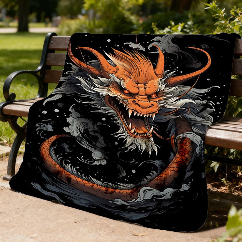 1pc Dragon Artwork Outdoor Blanket, Soft And Comfortable Blanket, Casual Warm Outdoor Blanket, Good Birthday Gift yy251201158