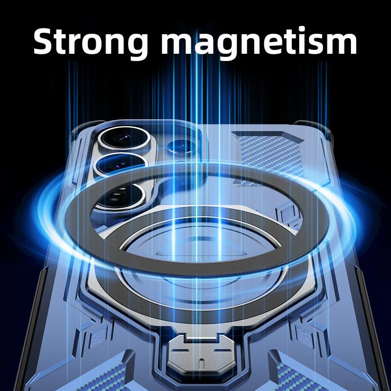 KEYSION Ударопрочный Магнитный Чехол для Samsung S26 Ultra 5G Вертикальная Металлическая Кольцо-подставка Задняя Крышка Телефона для Galaxy S26 S26+Plus