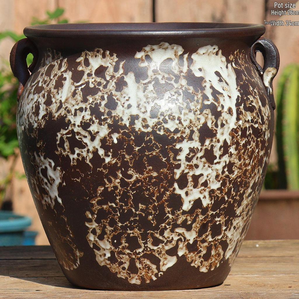 Vintage Tall Cylinder Ceramic Pottery for Succulents and Outdoor Plants