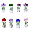 Handmade Crystal Tulip Sculpture Colorful Tulip Bouquet Statue  Home Table Decor
