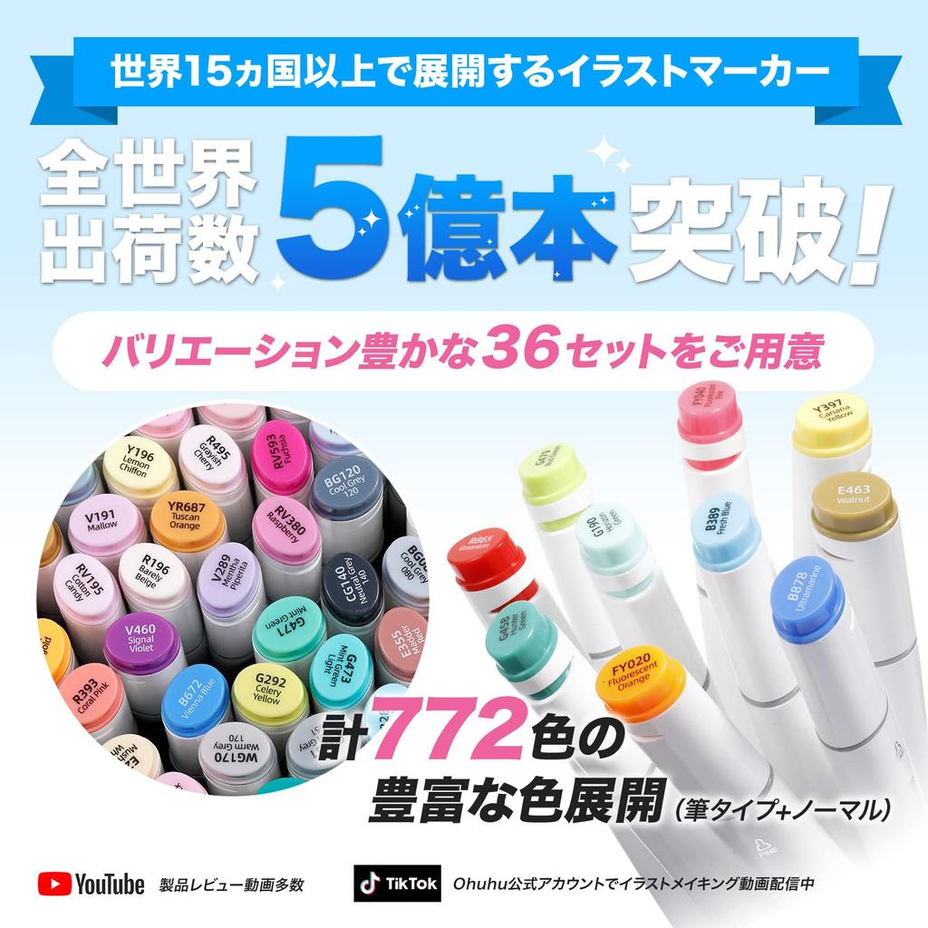 Ohuhu Иллюстрация 40 41 Толстый и тонкий маркер Professional Art Color Серия Oahu Маркеры, цвета, детали, концы, ручки, б/у, комиксы, алкоголь,