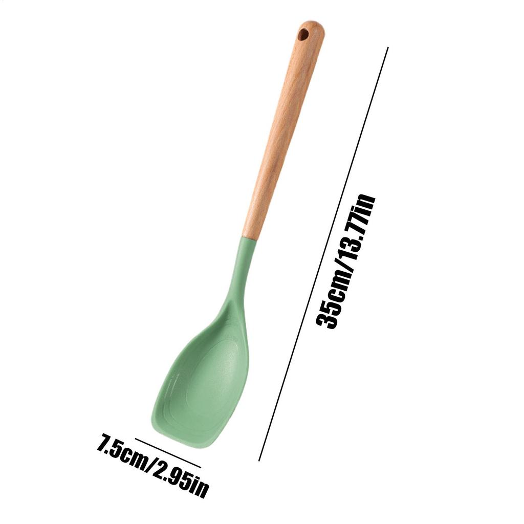 Spoon Spatula Dishwasher Safe Spoon Wooden Handle Kitchen Spatula For Kitchen Baking Mixing Scraping Serving Frying