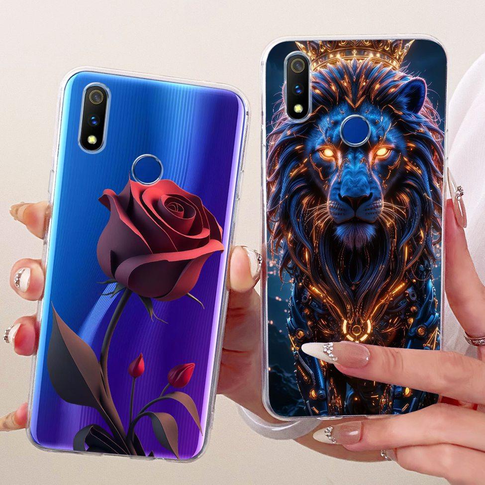 Transparent For Realme 3 Pro Case RMX1851 Cute Cat Fashion Butterfly Funny Painted Casing For Real me 3 Pro Cover