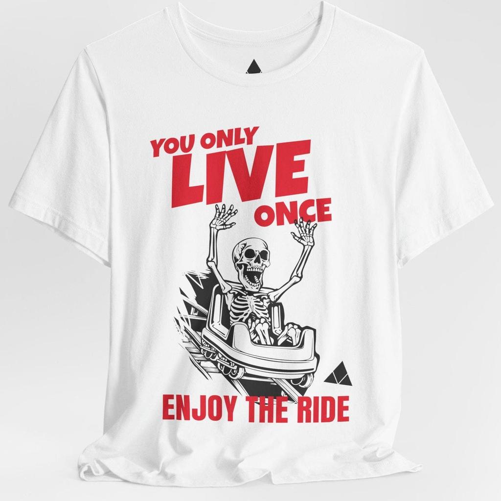 You Only Live Once Shirt, Skeleton Roller Coaster Tee, Rollercoaster Gift, Funny Graphic T-Shirt, Amusement Park Shirt, Gothic Streetwear T
