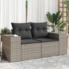 VidaXL Garden Sofa 2-Seater with Cushions Grey Wicker 366125