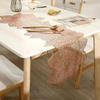 1 Pcs PVC Table Flag Long Style Solid Color Bronzing Table Table Mat Creative Irregular Flowers Nordic Light Luxury Decoration