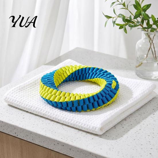 Interactive Play Toys for Dogs Dog Dental Tug Toy, Textured Woven Nylon Chew Teeth Cleaning Round or Figure 8 Design, Washable Toy Chewing Tugging