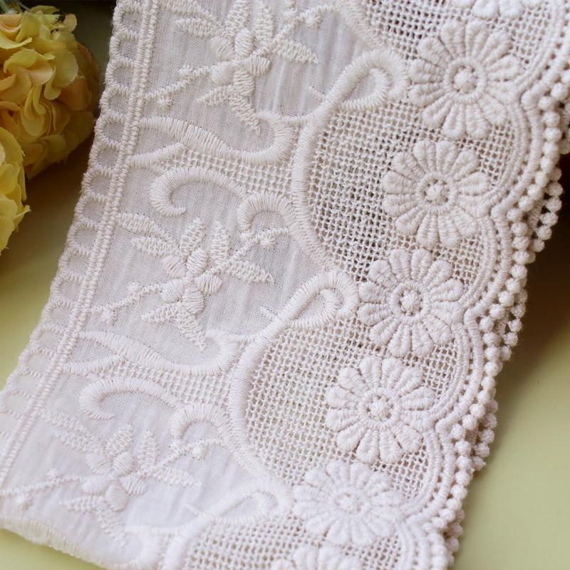 1Meters/lot 10.5cm Wide Embroidered Lace for Sewing, Guipure Trim, 100% Cotton, DIY Garment Accessories, African Lace, Warp Knitting
