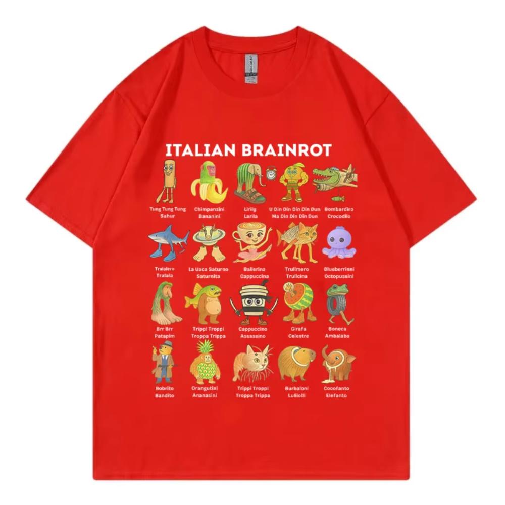 Funny Italian Brainrot Meme T-shirts Men Women Clothing Fashion Cartoon Short Sleeve T Shirt Summer Casual Loose Cotton T-shirts