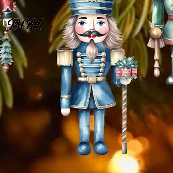 Festival Photo Props 12/24/36Pcs Christmas Nutcracker Wooden Ornaments, Watercolor Soldier Hanging Decoration European Style Set for Tree, Holiday