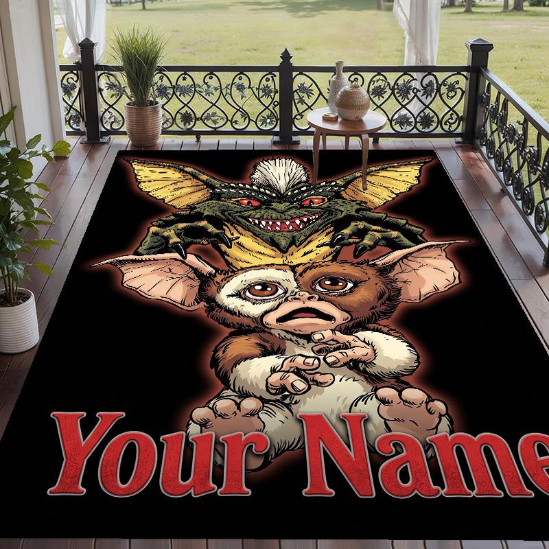 Custom Text Gremlins Gizmo Pattern Floor Rug Soft Indoor Carpet Mat Living Room Bedroom
