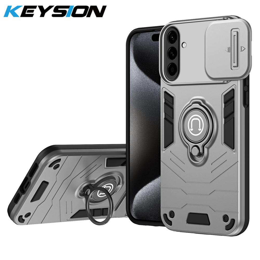 KEYSION Противоударный чехол-подставка с кольцом-держателем для Samsung A57 5G A37, чехол для телефона с защитой шторки камеры для Galaxy A37 A57 5G