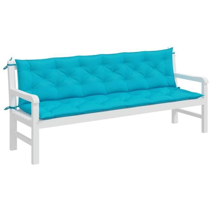 VidaXL Garden Bench Cushions Set of 2 Turquoise 200x50x7 Cm Fabric 361753
