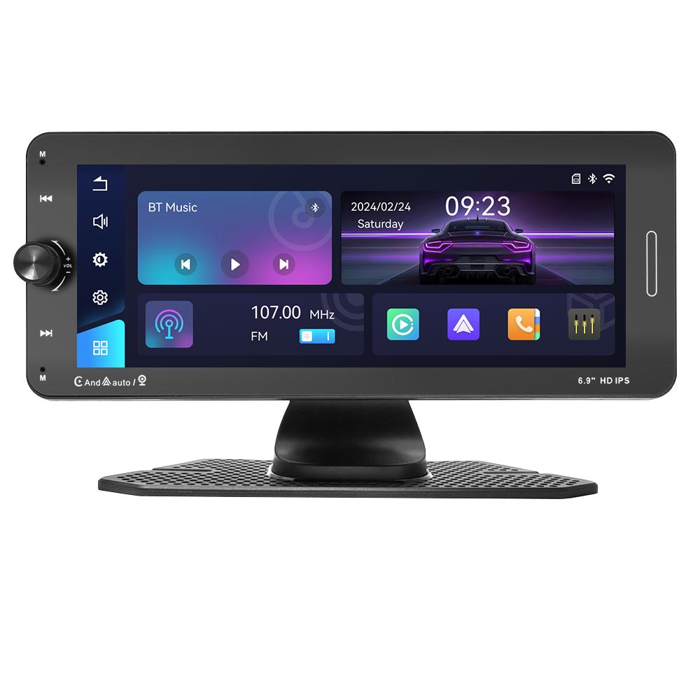 6,9-дюймовый портативный автомобильный радиоприемник, беспроводной Carplay HD IPS, сенсорный экран, плеер, зеркальная связь, FM-передатчик, DSP, встроенный Youtube
