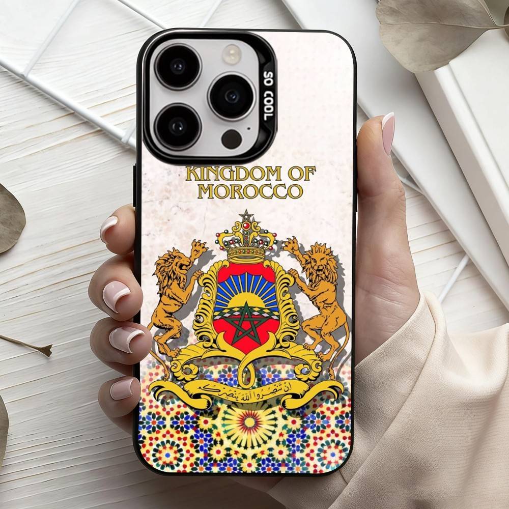 Чехол для телефона с флагом Марокко M-Morocco Для iPhone17,16,15,14,13,12,11 Plus,Pro Max Конфетный Серебряный Покрытие Внутри