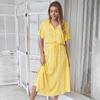 V-Neck Women's Spring Summer Vintage Short Sleeve Long Dress Clothing  Party A-Line Polka Dot Dress Party Dresses