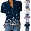 Women's Printed Short-sleeved Button-down Casual Shirt