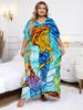 Ocean Blue Printed Women's Kaftan Plus Size House Robe Caftan Moo Moo Dress Beach Wear Homewear Swimsuit Cover-up Q1546