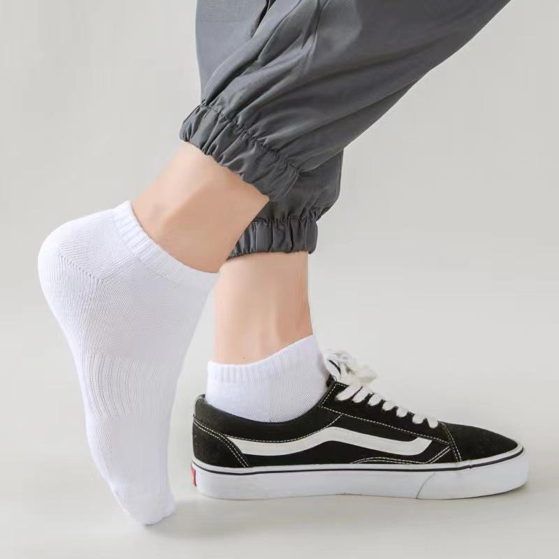 Men's Black and White Classic High Elastic Sports Cotton Socks - Spring/Summer Short, Mid, Long Crew Solid Color Socks