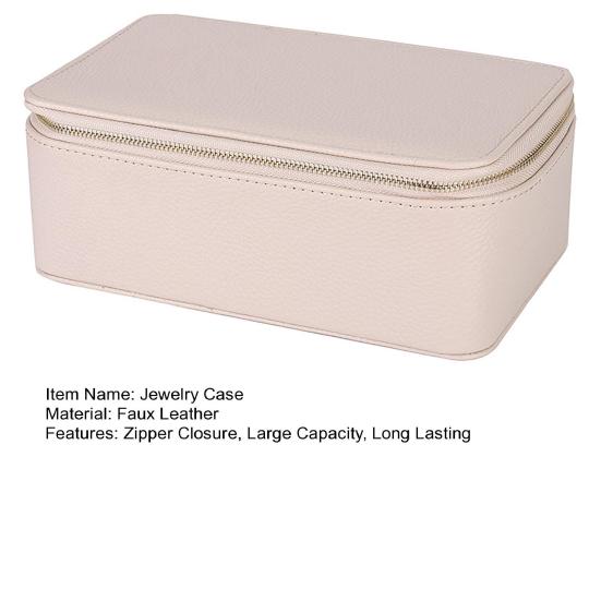 Travel Jewelry Box Large Capacity Zipper Closure Waterproof Hard Shell Soft Lining