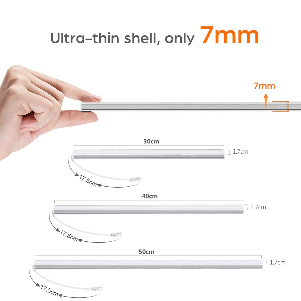 Under Cabinet LED Bar Light Linkable LED Strip Light With Penetrable Wood Touch Sensor Dimmable Switch For Kitchen Cabinet Shelf