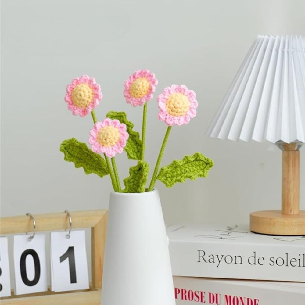 6шт искусственных цветов крючком цветы букет маргариток ручной вязки цветок маргаритки на День святого Валентина День матери день рождения свадьба домашний декор