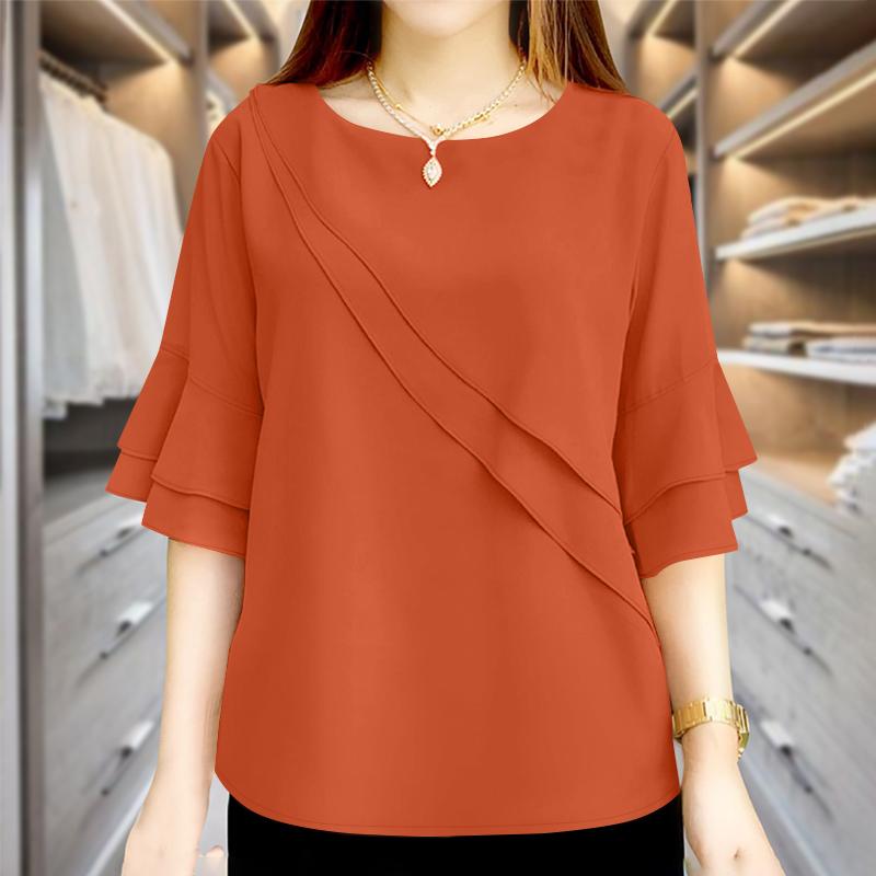 ZANZEA Женская летняя повседневная свободная блузка с круглым вырезом и коротким рукавом