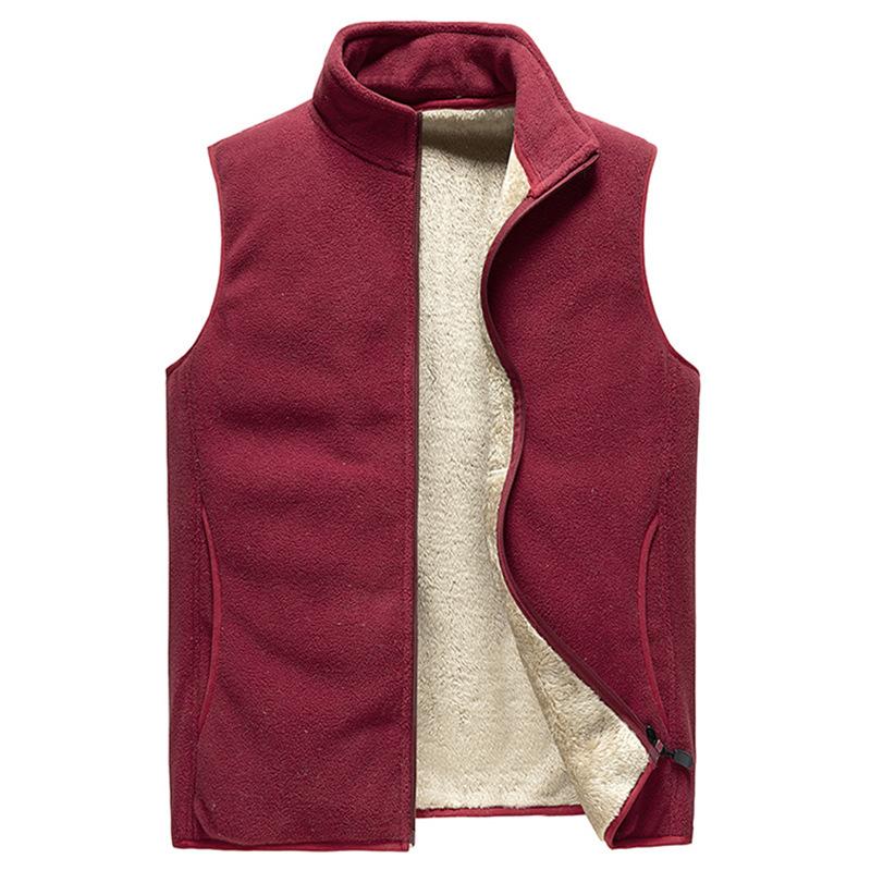 Autumn And Winter Plus Velvet Vest Men 'S Solid Color Waistcoat Jacket Men 'S Plus Size Lamb Velvet Vest